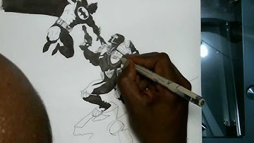 Dark Knight V Judge Dredd Drawing