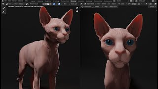 Sphinx Cat  Part 2 (Retopo, Texturing, Render) using Blender & 3D Coat
