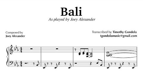 Joey Alexander| Bali- Transcription