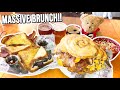 Massive Brunch Food Challenge w/ Cinnamon Roll Breakfast Sandwich!!