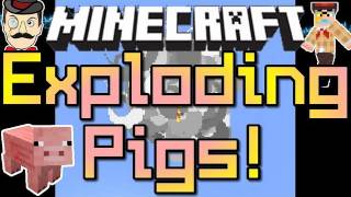 Minecraft Mods - EXPLODING PIGS ! Skyrocket Fireporks Mod !