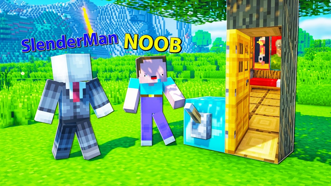 NẾU SLENDERMAN CÙNG EM TRAI NOOB XÂY NHÀ BÍ MẬT BÊN TRONG CÁI CÂY | Thử Thách SlenderMan