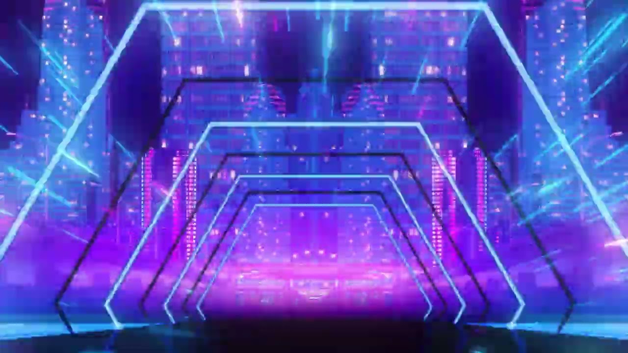 This is a neon city tunnel -themed video. It is a 4K loop video that repeats infinitely.
