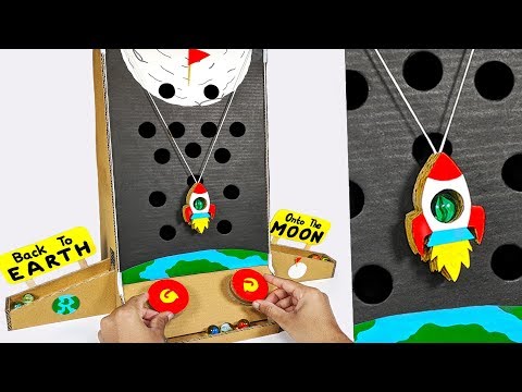 How to make MARBLE to MOON arcade Board Game from Cardboard DIY at HOME for KIDS