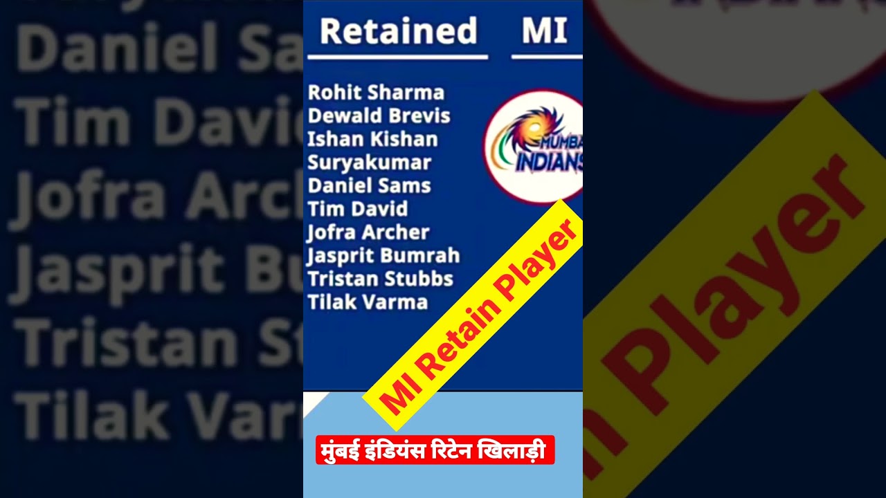 mumbai indian Retain player list 2023 | ipl 2023 mi retained player |