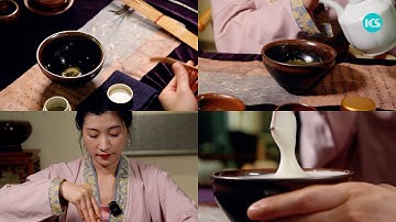Revive Chinese tea latte(no milk) of Song Dynasty(960–1279) after 7 rounds of tea-whisking 中国宋代点茶