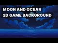 Moon and Ocean Free Night Pixel Art Background