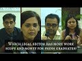 Which legal sector has more work scope and money for fresh graduates? | LawSikho