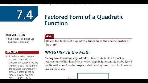 FM 20 7.4 Factored Form of a Quadratic Equation
