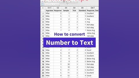 How to convert Number to Text  in Minitab software