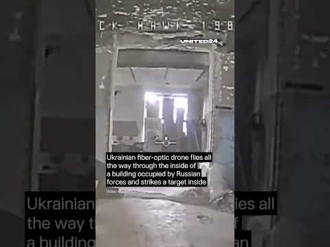 Ukrainian Fiber Optic Drone Finds Target Inside a Building #warinukraine #drone