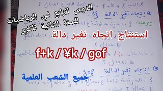 الدرس الرابع في الرياضيات للسنة الثانية ثانوي "استنتاج اتجاه تغير دالة"جميع الشعب العلمية(ع.ت/ت.ر/ر)
