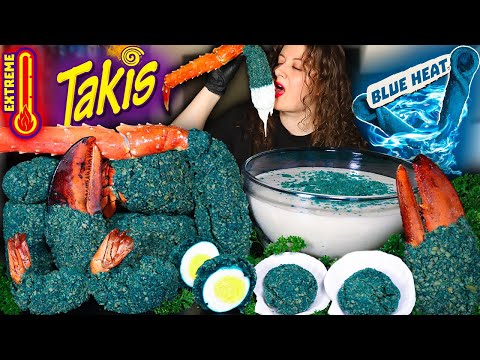 BLUE HEAT TAKIS KING CRAB SEAFOOD BOIL MUKBANG | TAKIS BLUE HEAT | CHEESY SAUCE | ASMR EATING