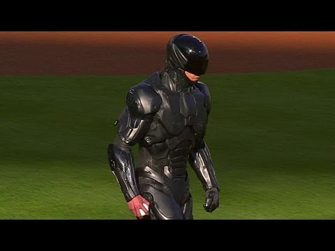 RoboCop tosses the first pitch in Detroit