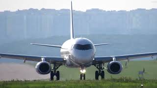 Посадка SSJ 100-95LR RA-89075. А/п Курск-Восточный