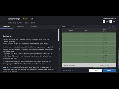 CodeChef Copy Problem Solution | Problem Code : CC_COPY | Code Chef August Long Challenge