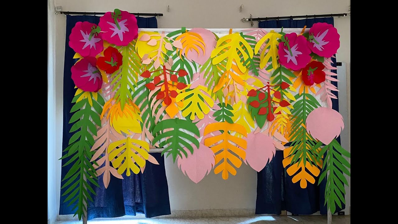 DIY/Hawaii theme party at home/easy backdrop decoration/beach themeparty/moana  theme party backdrop 