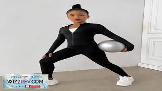 Shein Tween Girl Black Mock Neck Zip Up Knit Activewear Set With Leggings