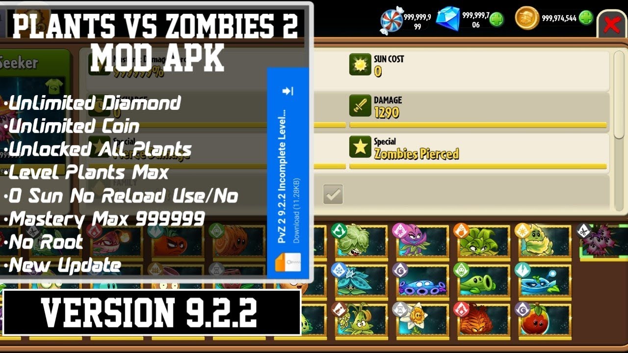 Plant Vs Zombies Mod Apk v10.6.2 Unlimited Sun No Reload