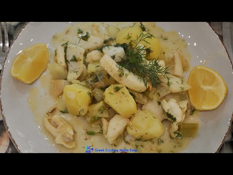 Greek Cuttlefish Stew with Lemon Sauce and Fennel -    