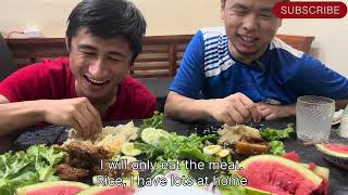 Eating pork challenge & mukbang - lost the bet to Horthingshang @Yaolu.