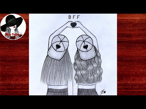 BFF DRAWING || How To Draw Best Friends ❤️ || Easy BFF Drawing