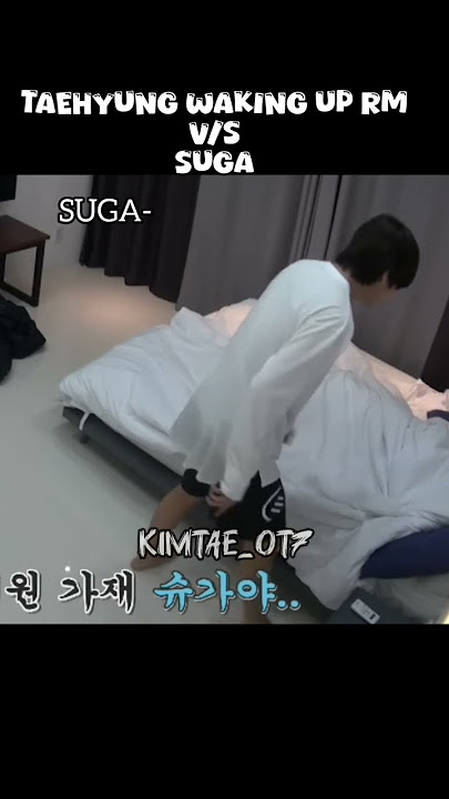 Taehyung waking up his Suga hyung 🤭🕺😁😛_#bts #v #suga #rm #taegi #funny #shorts