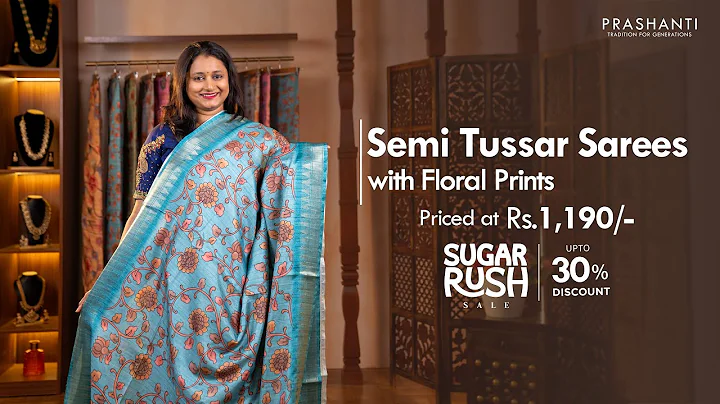 Semi Tussar Printed Sarees @ Rs.1190/- | Upto 30% OFF | Prashanti
