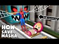 How SPIDER-MAN save MASHA from a SCARY TRAIN in Minecraft ! GAMEPLAY Animation Movie - AMOGUS Meme