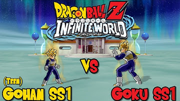 Teen Gohan SS1 Vs Goku SS1 (CPU Vs CPU) DBZ - INFINITE WORLD