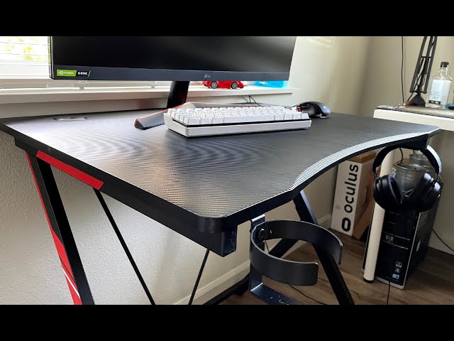 EUREKA ERGONOMIC Gaming Desk 47 Inch,PC Gaming Table, X Shaped Gaming  Computer Desk with Mouse Pad, Carbon Fiber Home Office Desk with Cup Holder  