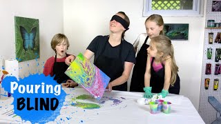 BLINDFOLDED Paint Pour?! 😱 Flip Cups With My Kids