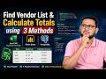 Find Vendor List & Total Orders by Zone | Excel 365 Dynamic Array|Power Query M| Postgre SQL