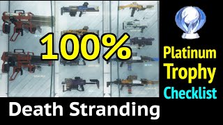 100% Complete (Platinum Trophy) in Death Stranding: All Weapons, Interviews, Memory Chips, Colors
