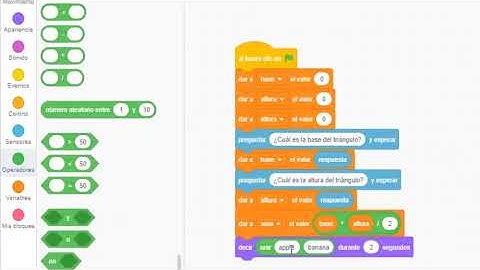 Elementos de scratch: área de un triángulo