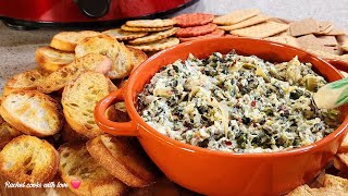 Easiest Crockpot Spinach and Artichoke Dip // New Year’s Eve or Game Day ❤️