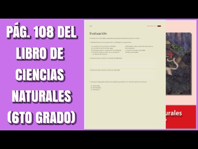 Pag 108 Del Libro De Ciencias Naturales Sexto Grado Youtube