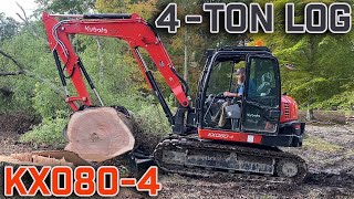 Kubota KX080 Excavator: Loading an 8,000+ lb. Log