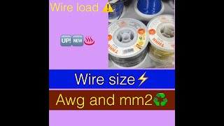 Wire size awg and mm2 and awg