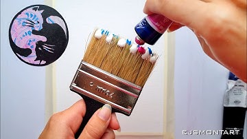 Original Acrylic Painting / Yin and Yang cats / Acrylic art for beginners /  Day 90