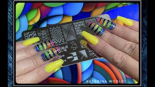 Неоновый маникюр / Реверсивный Стемпинг с пластиной ShopAnts XL-047 / Stamping Nail Art.