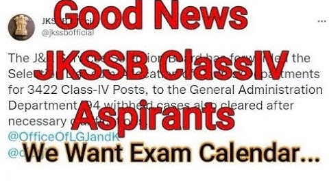 NEW JK SSB Update || Good News from JKSSB the Selection List of  ClassIV forwarded to GAD