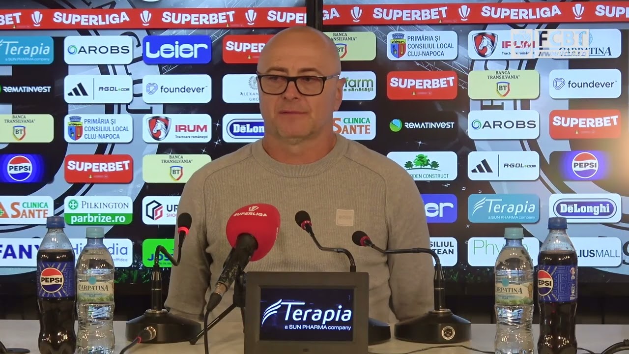Leo Grozavu la conferința de presă după partida dintre Universitatea Cluj și FC Botoșani