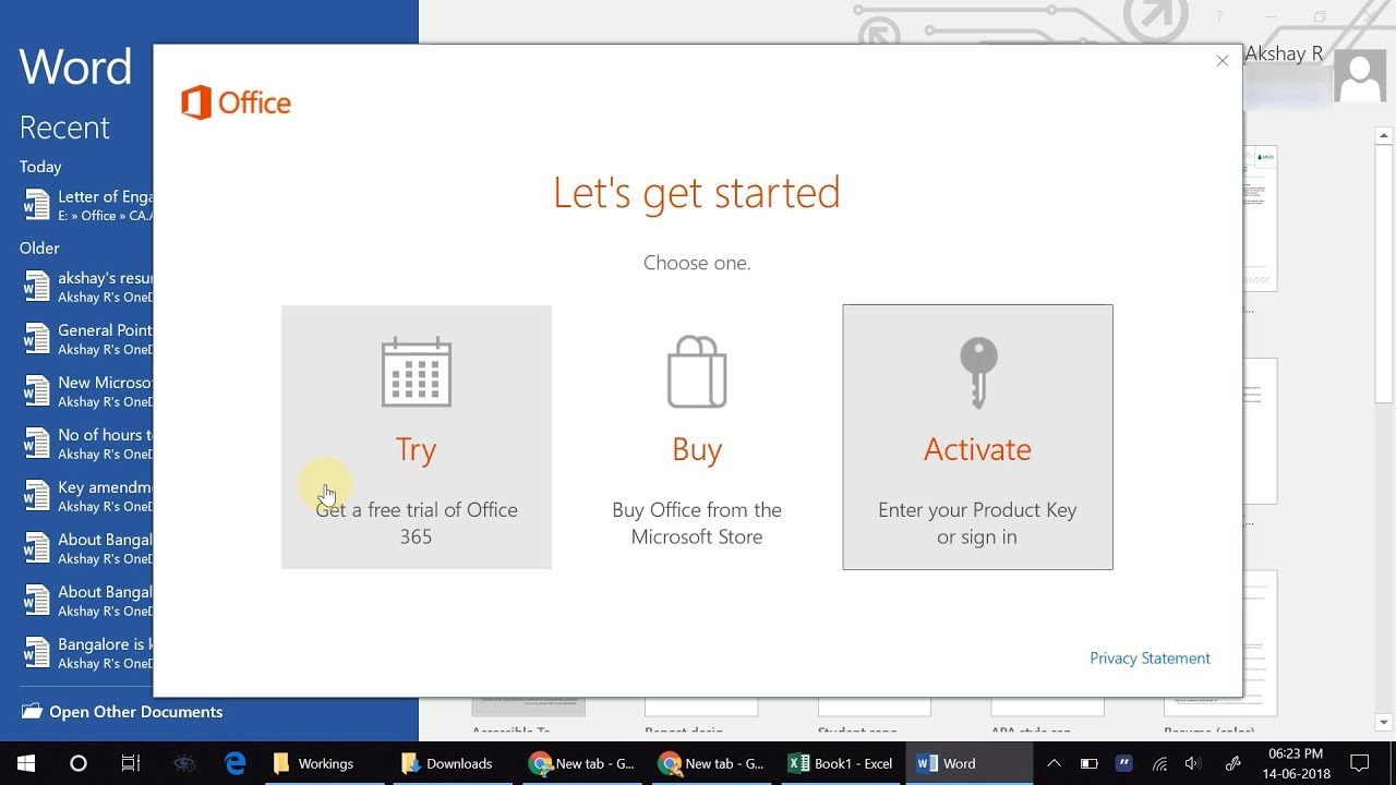 How to get rid of Office 365 Activation Screen! - YouTube