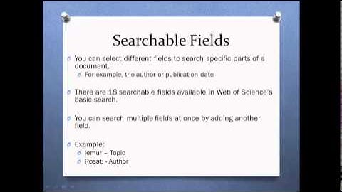 Basic Search Techniques in the Web of Science Database