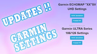 UPDATED SETTINGS SPREADSHEET!! Garmin UHD and ULTRA series Chartplotters Available