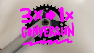 how to convert 3x to 1x on a vintage bike