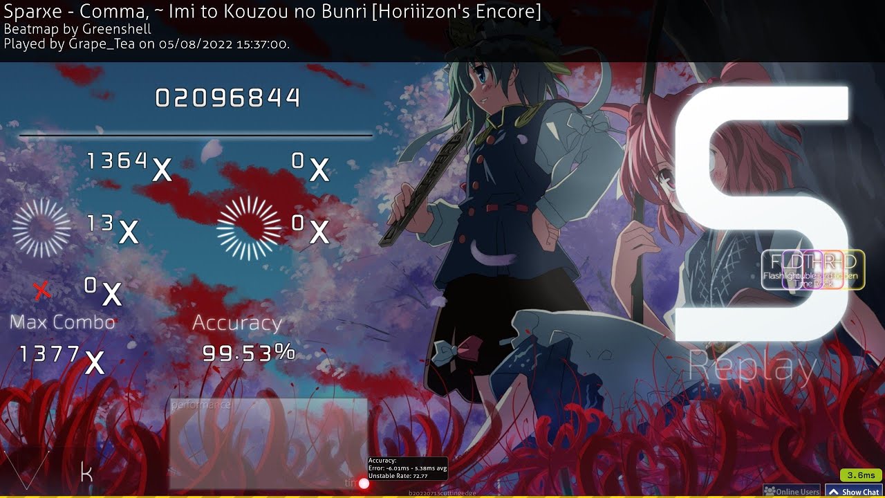 【osu!taiko】former PP RECORD 767pp | Grape_Tea | Comma, ~ Imi to Kouzou no Bunri + HDDTHRFL 99.53% FC