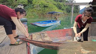 Girl alone pulling up 18 meter long up boat for repair (part 1)