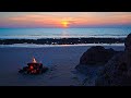 Sunset on the beach with campfire sounds for deep sleep real time 15h in 4k